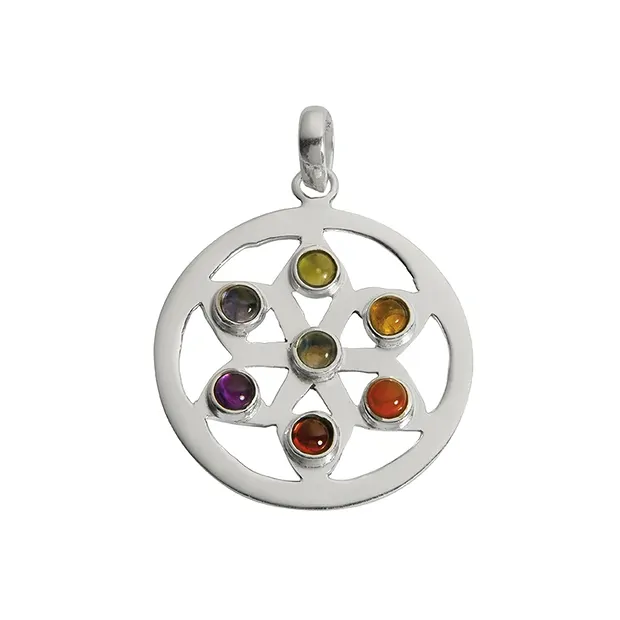 Anhänger Chakra-Rad, 4,0cm, Silber | Großhandel Edelsteine, Heilsteine & Schmuck