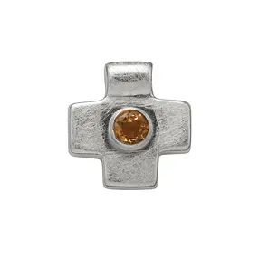 Anhänger "Griechisches-Kreuz", Citrin, 1,9cm, matt | Marco Schreier