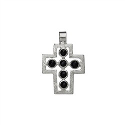 242005110063 Passion Cross" pendant with Onyx (dyed), frosted, 3.3 cm | Marco Schreier