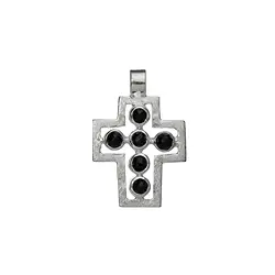 242005110063 Passion Cross" pendant with Onyx (dyed), frosted, 3.3 cm | Marco Schreier