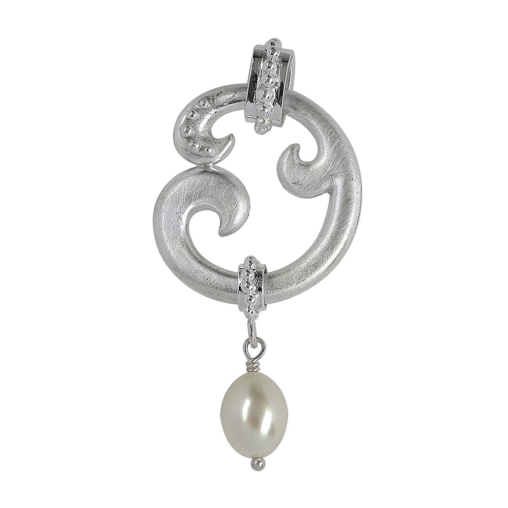 Paisley" pendant, silver, pearl (white), 5.4 cm | gems, healing stones & jewelry