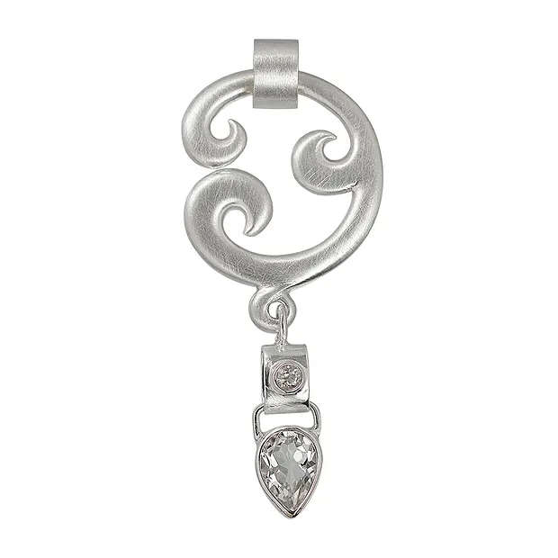 Colgante "Paisley", plata, Topacio (blanco), 6 cm | Marco Schreier