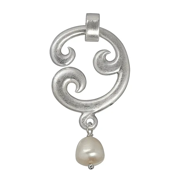Pendant "Paisley" single, silver, pearl (white), 5cm | Marco Schreier