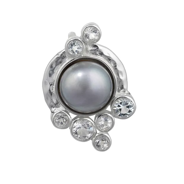 Pendant pearl, faceted topaz, 2.5 cm | wholesaler gems, healing stones & jewelry