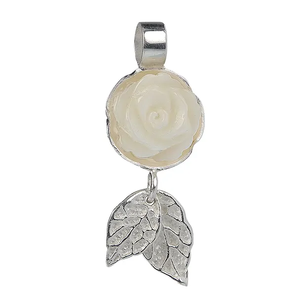 Anhänger Rose Perlmutt, Blätter, 30 x 11mm | GH Edelsteine, Heilsteine & Schmuck