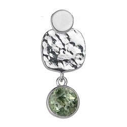 242005150093 Faceted Prasiolite pendant, hammered silver element, 3.5 cm | Marco Schreier