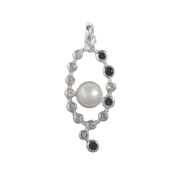 Ciondolo perla, topazio (bianco), spinello (nero), 5,5 cm | Marco Schreier
