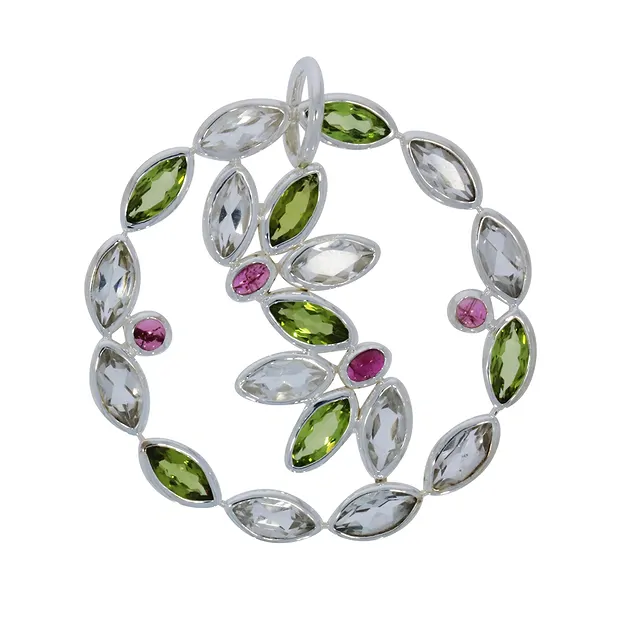 Pendant topaz, Peridote, tourmaline, 5.5 cm | wholesaler gems & healing stones