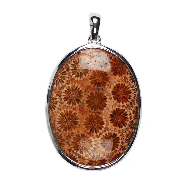 Anhänger versteinerte Koralle, Oval (40 x 30mm), 5,2cm | Marco Schreier