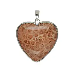 242005170064 Petrified Coral pendant, heart (36 x 36mm), 4.7cm | Marco Schreier