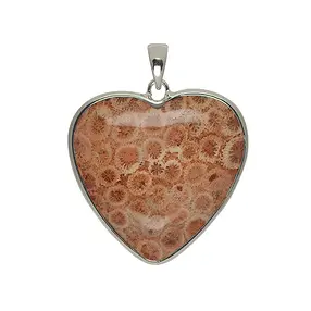Petrified Coral pendant, heart (36 x 36mm), 4.7cm | Marco Schreier