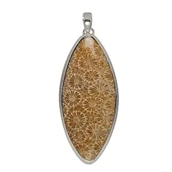 242005170068 Pendentif Corail fossilisé, Navette (60 x 25mm), 7,0cm | Marco Schreier