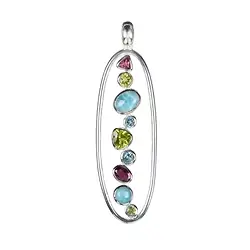 242005170070 Anhänger Larimar, Peridot, Topas, Granat, Turmalin, 6,2cm | Marco Schreier