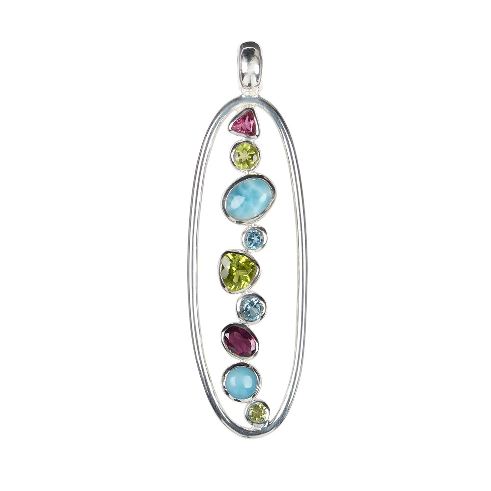 Pendant Larimar, Peridote, Topaz, Garnet, Tourmaline, 6,2cm | Marco Schreier