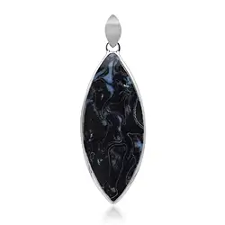 242005170082 Ciondolo Legno di palma pietrificato (scuro) marquise (55 x 26 mm), 6,5 cm | Marco Schreier