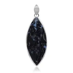 Petrified Palm Wood Pendant (dark) Marquise (55 x 26mm), 6.5cm | Marco Schreier