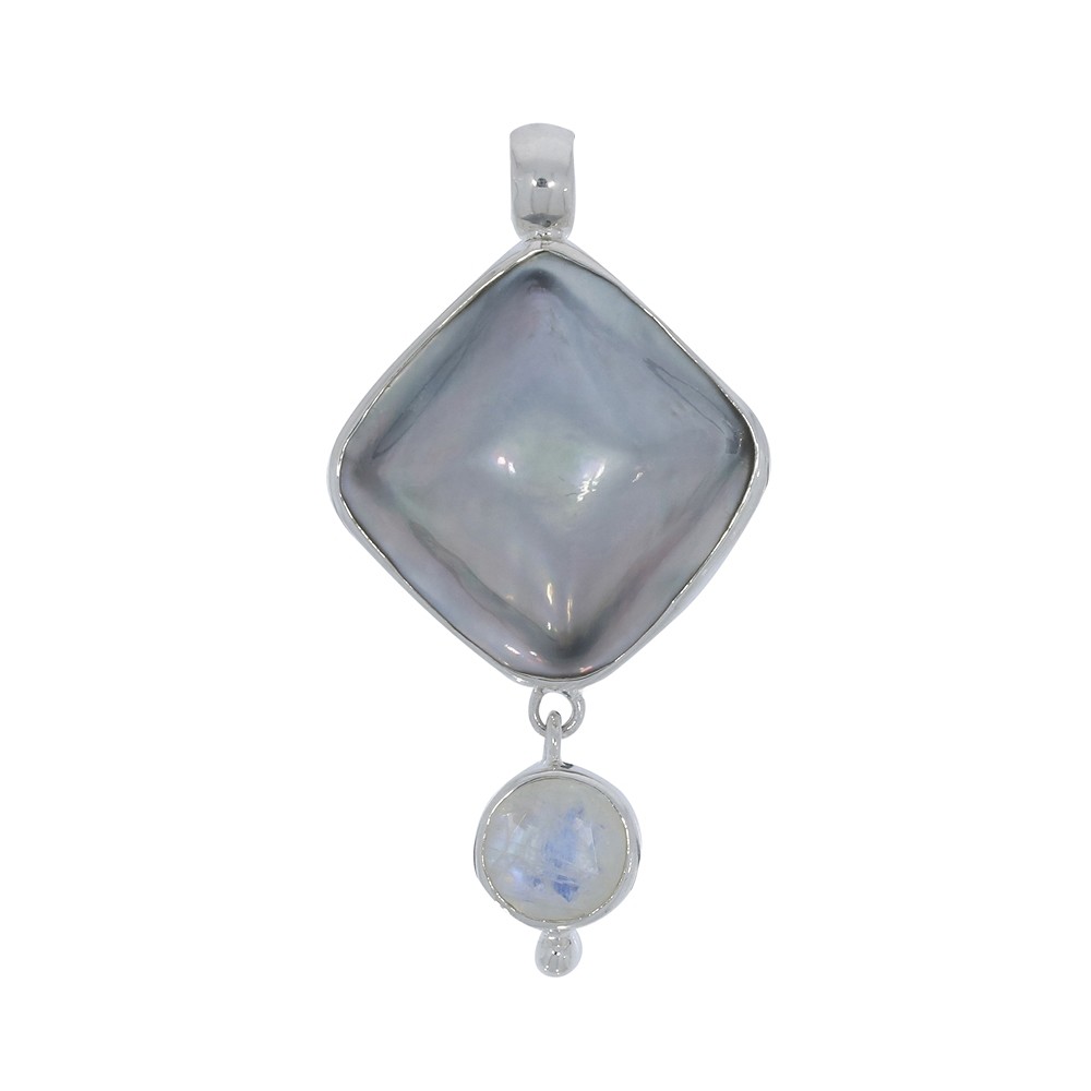 Mabe pearl pendant, Labrodorite (white), 4.5 cm | gems, healing stones & jewelry