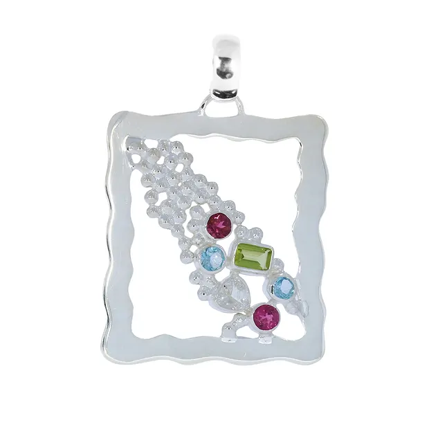 Pendant "Painting" Peridote, tourmaline, topaz, 4.9 cm | Marco Schreier