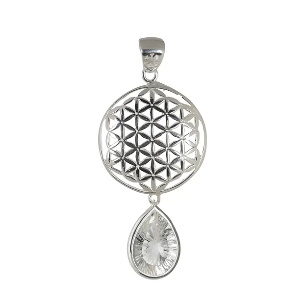 Pendentif Fleur de vie avec Cristal de roche, 5,6cm | Marco Schreier