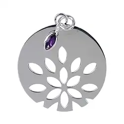 242005190002 Pendant leaves with amethyst, 6.4 cm | wholesaler gems, healing stones & jewelry