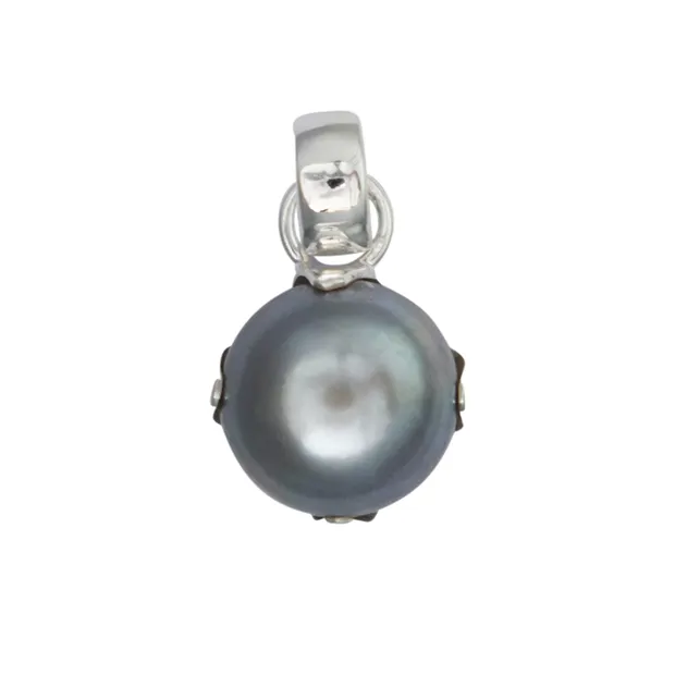 Pendentif perle grise (12mm), 2,3cm | Marco Schreier