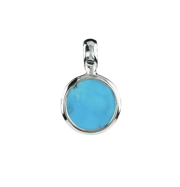 Turquoise pendant, round (10mm), 1.9cm | Schreier gems, healing stones & jewelry
