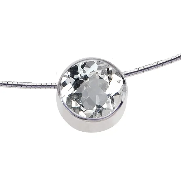Anhänger Topas weiß (10mm) facettiert, 1,1cm | Edelsteine, Heilsteine & Schmuck