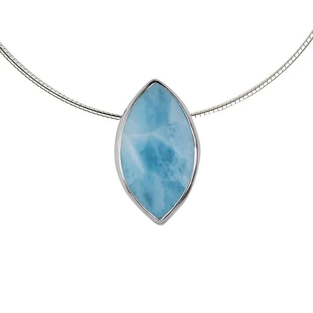 Larimar Marquise faceted pendant, 2.6mm | wholesaler gems & healing stones