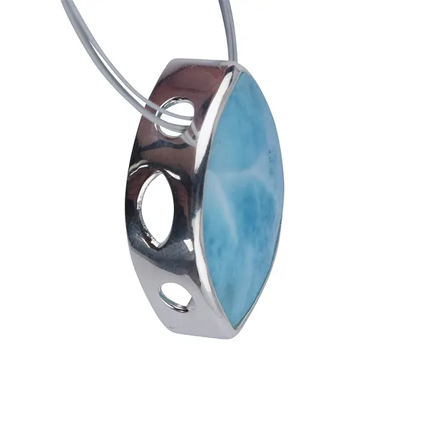 Anhänger Larimar Navette facettiert, 2,6mm | GH Edelsteine, Heilsteine & Schmuck