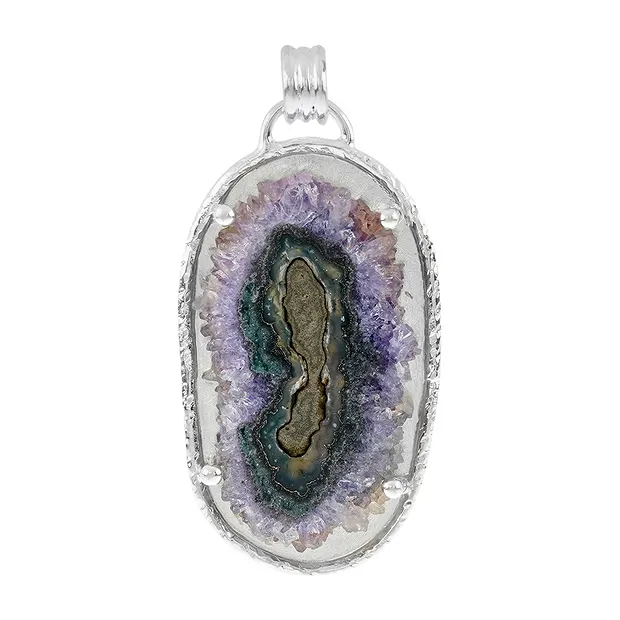 Anhänger Amethyst-Achat, Querschnitt oval (45 x 30mm), 7,0cm | Marco Schreier