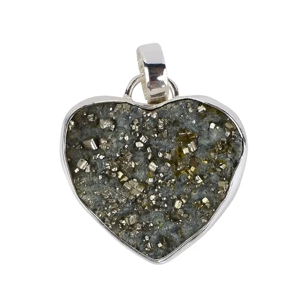 Pendant Pyrite, heart (24 x 20mm), 3.2cm | wholesaler gems & healing stones
