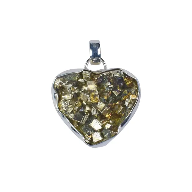 Pendant Pyrite, heart (24 x 20mm), 3.2cm | wholesaler gems & healing stones