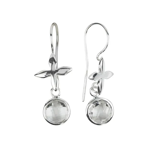 Rock Crystal pendant (8mm) with cross, 2.7cm | gems, healing stones & jewelry