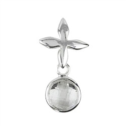 242005200089 Rock Crystal pendant (8mm) with cross, 2.7cm  | gems, healing stones & jewelry