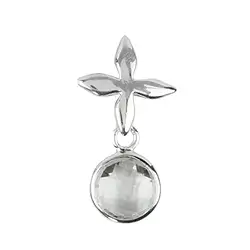 242005200089 Rock Crystal pendant (8mm) with cross, 2.7cm  | gems, healing stones & jewelry