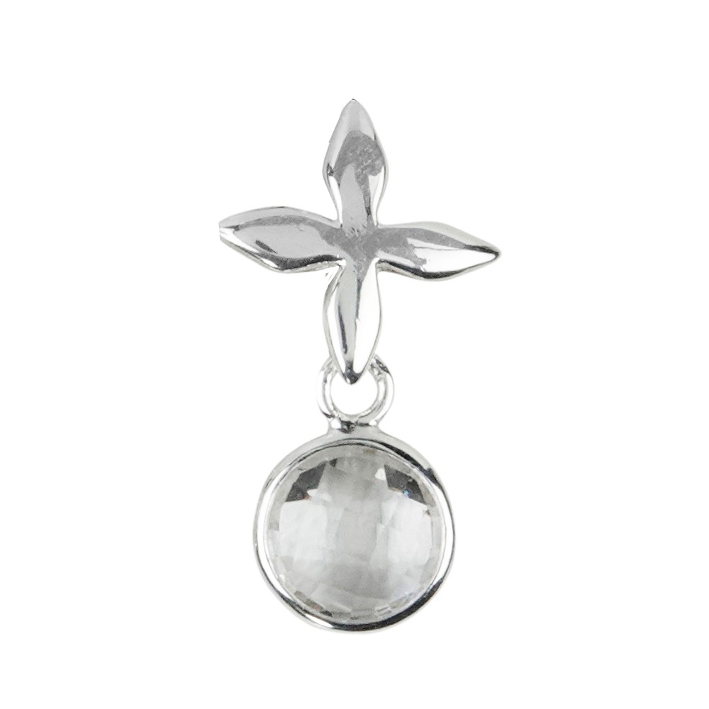 Anhänger Bergkristall (8mm) mit Kreuz, 2,7cm  | Marco Schreier