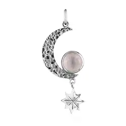 242005250001 Colgante Cuarzo rosa (10mm), luna, estrella, 5,2cm | Marco Schreier