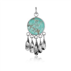 242005250002 Turquoise pendant (stab.) round (18mm), 4.2cm | wholesaler gems & healing stones