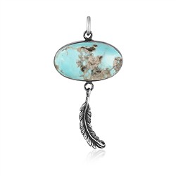 242005250003 Turquoise Pendant (stab.), Oval, Feathers, 4.4 cm | Marco Schreier