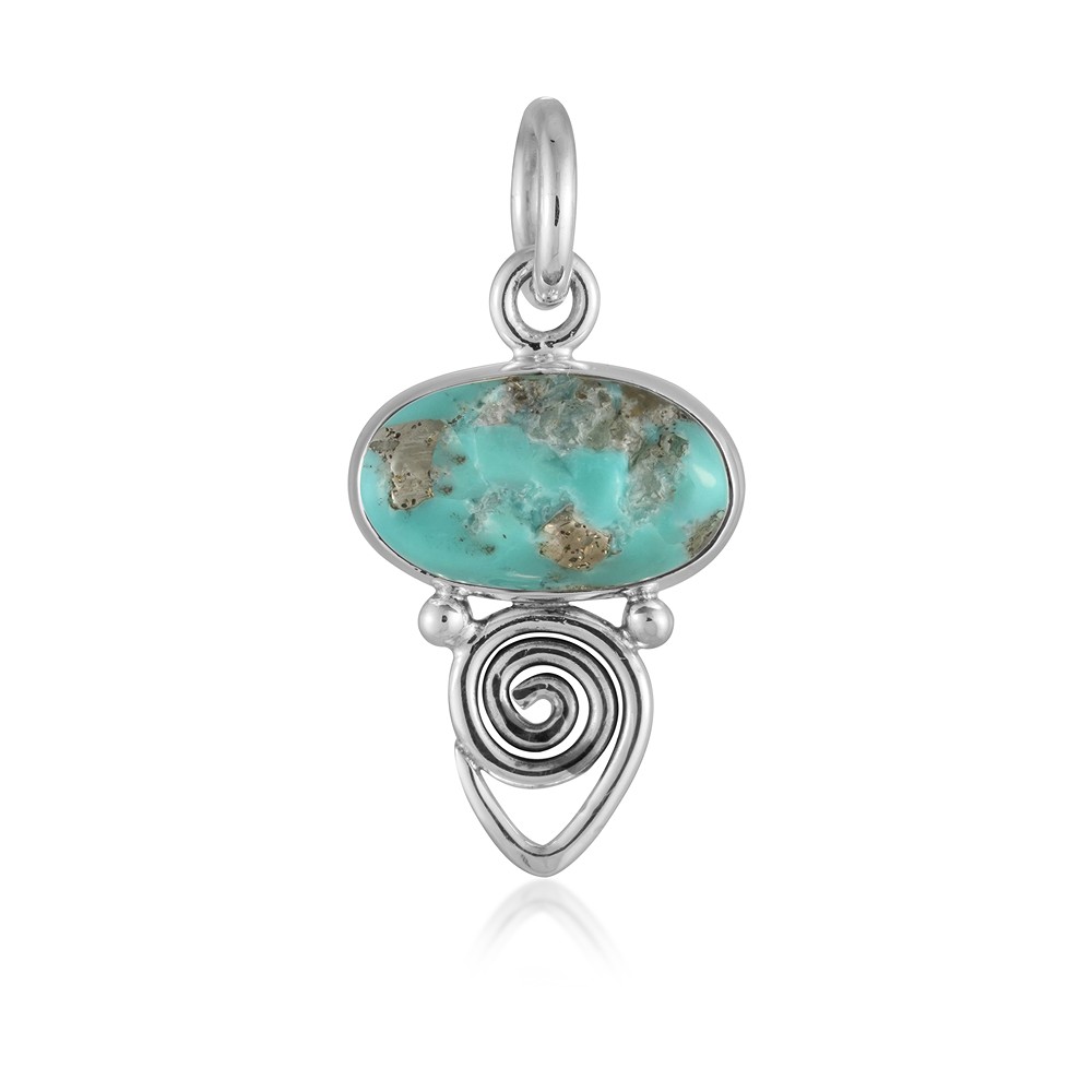 Pendant Turquoise (stab.) oval (12.5 x 7.5mm), 1.8cm | Marco Schreier