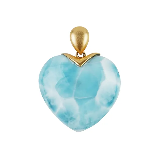 Ciondolo a cuore in Larimar (20 mm), 2,7 cm, Oro 750 | Marco Schreier