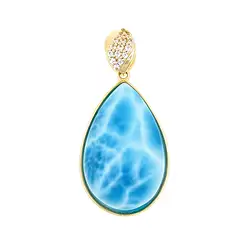 242008250002 Anhänger Larimar, Tropfen (21 x 13), 3,0cm, Gold 375 | Marco Schreier