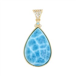 242008250005 Colgante de Larimar, gota (24 x 17mm), 3,6cm, Oro 375  | Marco Schreier