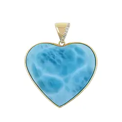 242008250006 Larimar pendant, heart (23 x 25mm), 3.0cm, gold 375 | Marco Schreier