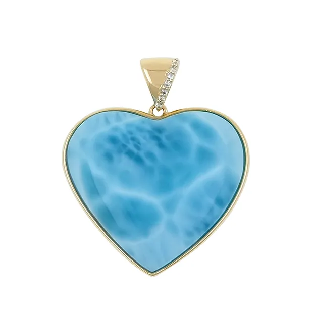 Anhänger Larimar, Herz (23 x 25mm), 3,0cm, Gold 375 | Marco Schreier
