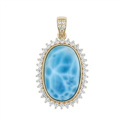 242008250007 Colgante de larimar, oval (21 x 13 mm), 3,4 cm, chapado en oro | Marco Schreier