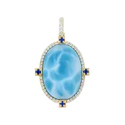 242008250008 Larimar pendant, oval (20 x 14mm), 3.2 x 1.9cm, Gold 375 | Marco Schreier