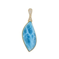 242008250009 Colgante de Larimar, marquesa (33 x 14 mm), 4,8 cm, Oro 375 | Marco Schreier