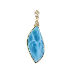 242008250009 Larimar pendant, marquise (33 x 14mm), 4.8cm, Gold 375 | Marco Schreier