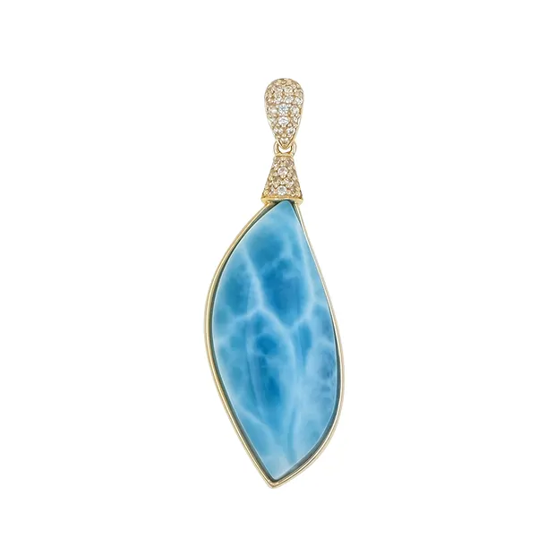Colgante de Larimar, marquesa (33 x 14 mm), 4,8 cm, Oro 375 | Marco Schreier